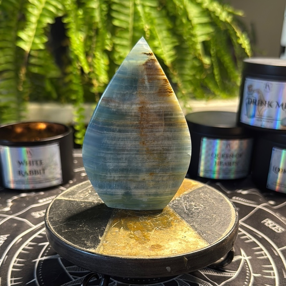 Lemurian Aquatine Calcite Crystal Teardrop